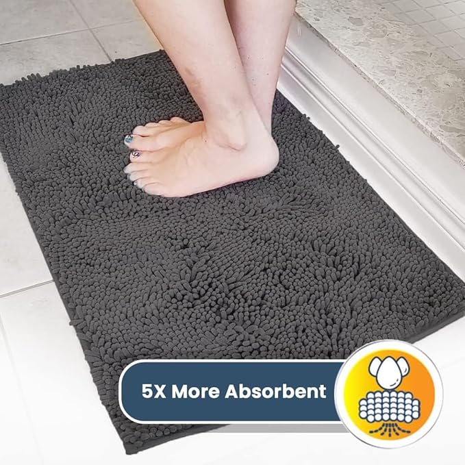 Muddy Mat® Original Dog Door Mat for Muddy Paws, Super Absorbent Microfiber, Non-Slip Washable Pet Rug, Quick Dry Chenille Entryway Carpet, Machine Washable Indoor Outdoor mat, Charcoal 19"x30"