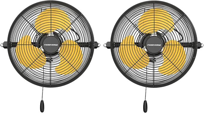 2PCS 12 Inch Wall Fan Pro Series - Indoor High Velocity Wall Mount Fan for Commercial, Residential, Warehouse, Covered Patio, Shop, Garage, Barn, Gazebo 3 Speed 2800 CFM UL Safety Listed