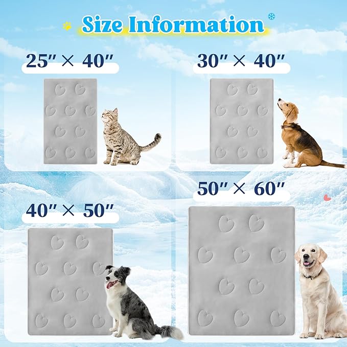 Cooling Blanket for Dogs, Lightweight & Durable Dog Cooling Mat, Q-MAX>0.45 Soft Breathable Pets Comforter for Couch, Bed & Car Essential - Light Grey 30x40 Inches
