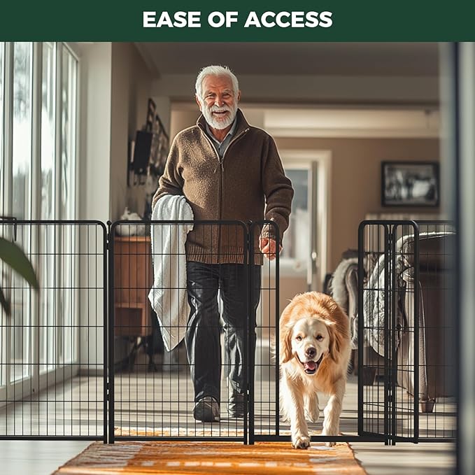 FXW Homeplus Unleashed Indoor Dog Playpen - Stress-Free and Safe Play, Heavy Duty 45 Inch 6 Wire Panels Dog Pen for Large Dogs, Black│Patented