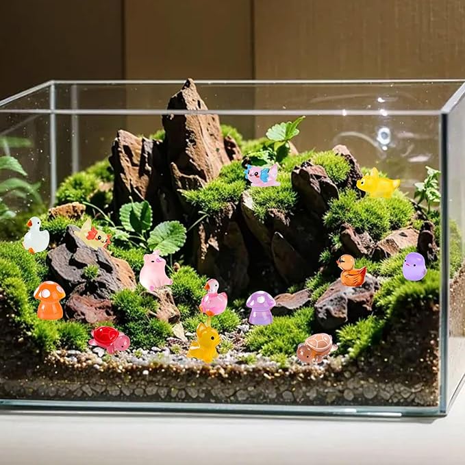 200 Pcs Mini Resin Animals Kit Accessories Variety Pack Glow Animal Figurines Resin Mini Ducks Figurines Accessories for Variety Pack for Garden Micro Landscape Aquarium Potted Dollhouse Decor