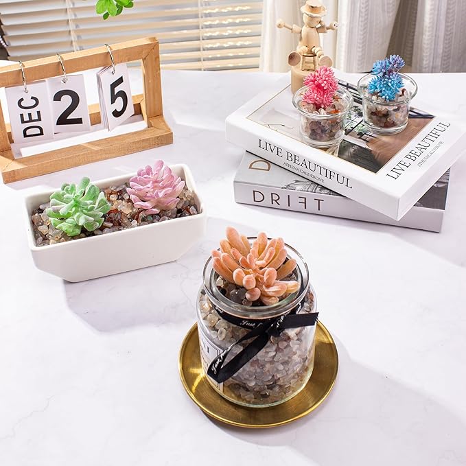 0.5 Lb/230g White Agate Crystal Pebbles Stones Aquarium Gravel Rocks, Natural Landscaping Pebbles Decorative Vase Filler Tumbled Crushed Stones for Fish Tank|Garden|Home, 5-7mm