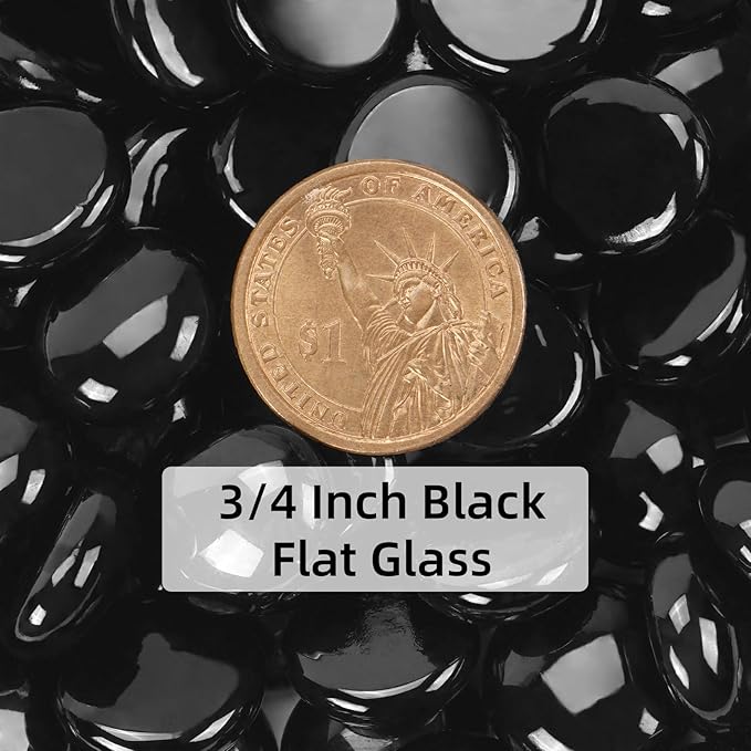 1LB Black Flat Glass Marbles for Vases, Gemstone Beads Vase Filler Decorative Glass Pebbles for Fish Tank, DIY Crafts, Aquarium Decor Rocks