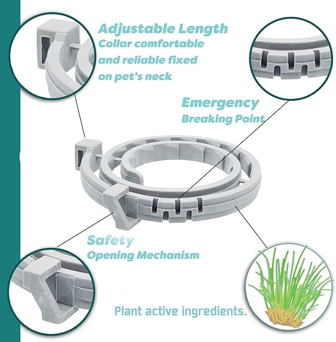 Flea and Tick Collar for Small Dog, Made with Natural Plant Based Essential Oil, Safe and Waterproof, Free Comb and Prevention Treatment Drop, 2x6 Month, 13.8 in (2 Packs)