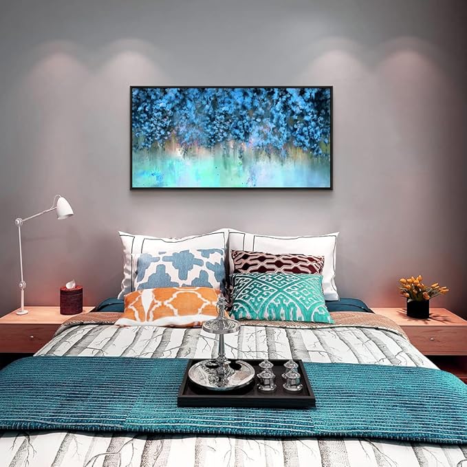 Framed Abstract Canvas Wall Decor For Living Room Wall Decorations For Bedroom Modern Office Wall Decorations Blue Fashion Pictures Artwork Bathroom Canvas Art Prints Kitchen Home Decor 20" X 40"