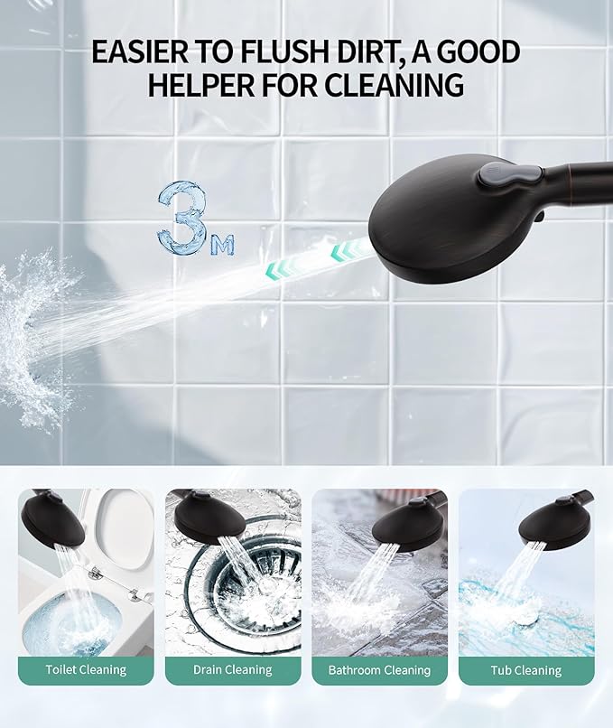 Filtered Shower Head with Handheld, High Pressure 9 Spray Mode Matte Black Showerhead with 4 Filters, Detachable Shower Head, Water Softener Filters Beads for Hard Water - Remove Chlorine