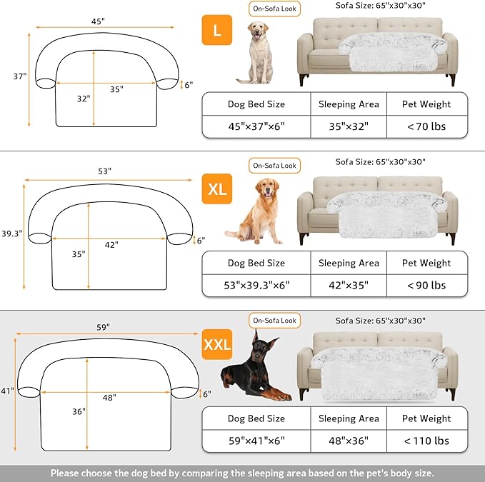 GGIB Calming Dog Bed Fluffy Plush Dog Mat for Furniture Protector with Removable Washable Cover for Large Medium Small Dogs and Cats (Extra Extra Large, Light Grey)