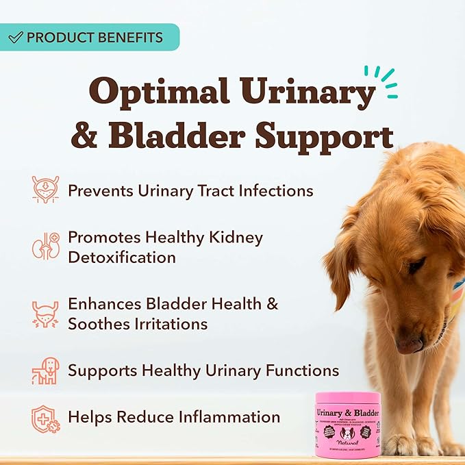 Natural Dog Company Cranberry Supplement for Dogs - Urinary & Bladder Support - D-Mannose for Dog Promotes Bladder Health - Turkey Flavor - Dog UTI Incontinence Supplement - 90 Soft Chews