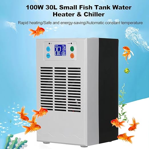 Electric Water Heater Chiller, AC 100‑240V 20L Aquarium Chiller ABS Housing Digital Display Intelligent Temperature Control 70W with Pump for Fish (US Plug Pump US Plug 110V)