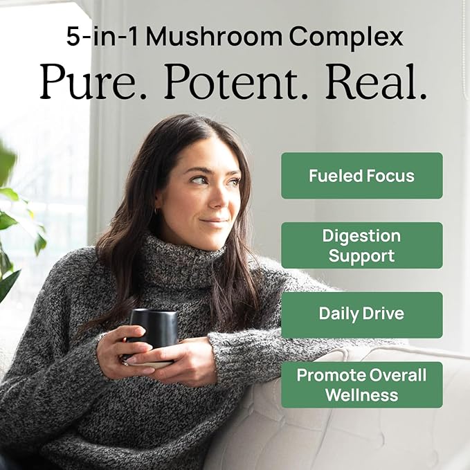 Real Mushrooms 5 Defenders - Adaptogenic Mushrooms Complex with Chaga, Reishi, Turkey Tail, Maitake & Shiitake for Wellness Support - Mushroom Beta Glucan Capsules - 90 Count