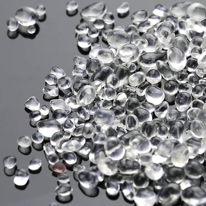 1 Lb (460 g) Clear Sea Glass Stones Irregular Rainbow Glass Pebble Decorative Rock Glaze Quartz Tumbled Gemstone Chips for Aquarium Decoration/Vase Filler/Jewelry Making/Handwork Craft