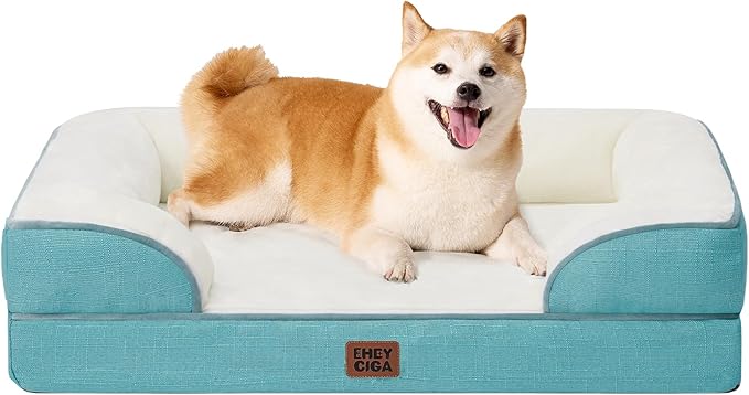 EHEYCIGA Orthopedic Dog Bed for Large Dogs, Waterproof Memory Foam, Turquoise Blue, 35"L x 22"W x 6.5"Th