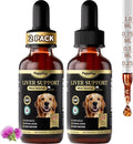 (2 Pack) Poppaw Milk Thistle for Dogs, 9-in-1 Liver & Kidney Support Drops with Artichoke, Resveratrol, Marigold Extract, Natural Detox Herbal Supplement for Liver Function, Bacon Flavor, 2 Oz