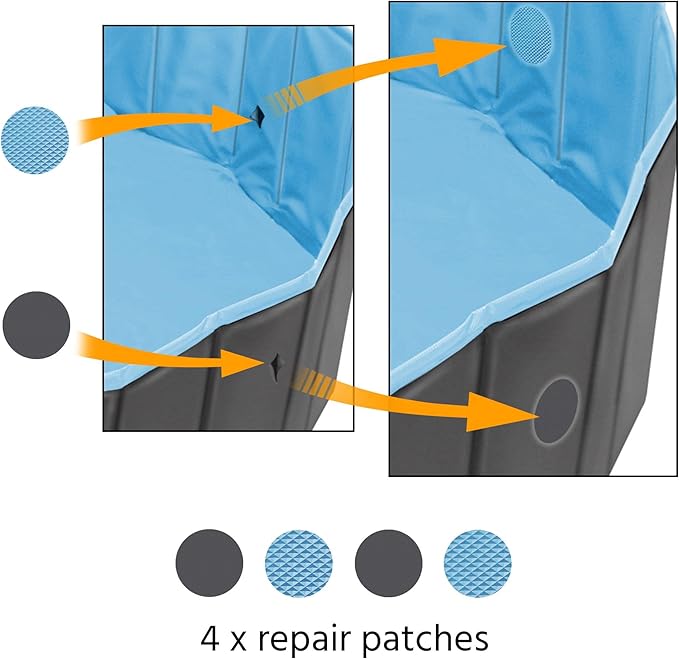 Yaheetech Black Hard Plastic Dog Pools for Small Medium Large Dogs Puppies Pet Collapsible Bath Pool Tub for Outdoor/Home Use, Pet Repair Patches Included, XL