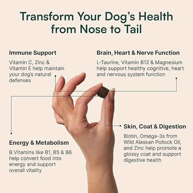 Wuffes 23-in-1 Dog Multivitamin Supplement for Hip & Joint, Skin & Coat and Immune System Support with Omega 3, Iron, Zinc, Vitamin C - Minerals & Vitamins for Senior Dogs and Puppies - 30 Soft Chews