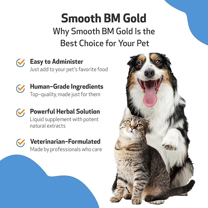 Pet Wellbeing Smooth BM Gold for Dog & Cats - Constipation Relief & Stool Softener, Supports Healthy Bowel Movements - Natural Herbal Supplement 4 oz (118 ml)