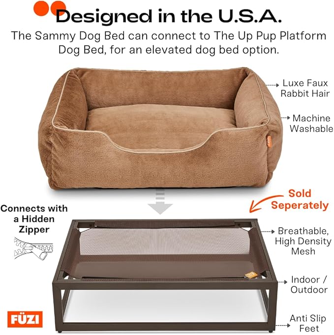 FUZI Luxury Aesthetic Dog Bed for Small Dogs with Washable Cover, Pet Couch, Pet Bed with Sides, Non-Slip Bottom, Soft & Durable Calming Dog Bed, Faux Rabbit Fur Cover, Small 25.1x16.75x9.5 Dark Grey