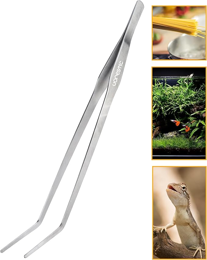 15 Inches Heavy Duty Reptile Feeding Tongs, Curved Aquarium Tweezers, Reptile Tongs, Fish Feeding Tongs, Reptile Feeding Tweezers, Long Tweezers for Aquarium and Terrarium