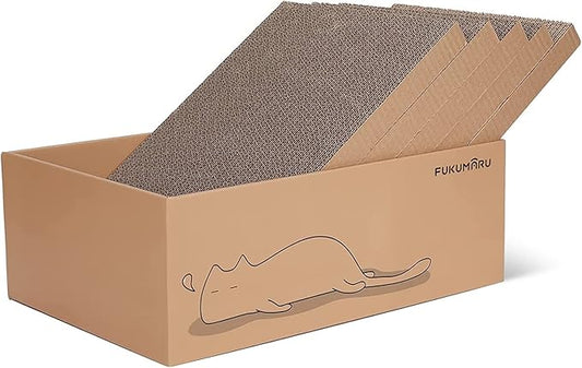 FUKUMARU 5 PCS Cat Scratching Boards, 11.4 Inch Width Ex-Large Cat Scratcher Box, Reversible Cardboard Scratchers for Indoor Cats, Cat Scratch Box for Large, Medium and Small Cats, Protect Furniture