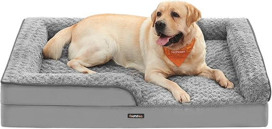 Feandrea Orthopaedic Dog Bed for Large Dogs, Waterproof Dog Sofa Bed with Removable Washable Cover, 36 x 27 x 6.5 Inches, Dove Gray UPGW252G01