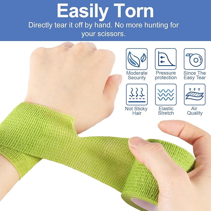 LDIWEE 24 Pack Self Adhesive Bandage Wrap 2 Inch, Vet Wrap for Dogs & Horses, Elastic Cohesive Tape for Athletic Sports, First Aid Medical, Ankle Sprains, Wrist Support