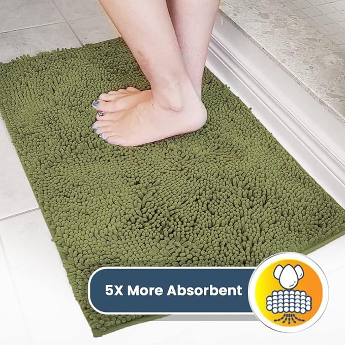 Muddy Mat® Original Dog Door Mat for Muddy Paws, Super Absorbent Microfiber, Non-Slip Washable Pet Rug, Quick Dry Chenille Entryway Carpet, Machine Washable Indoor Outdoor mat, Army Green 48"x72"
