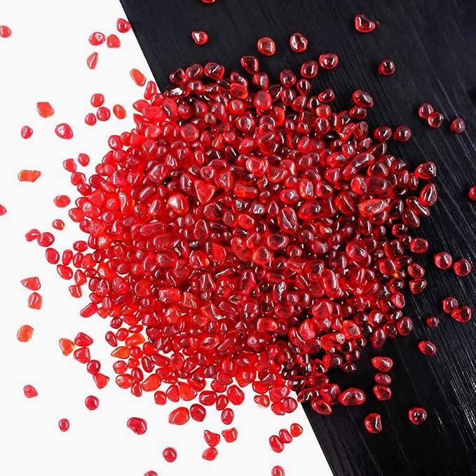 1 Lb (460 g) Red Sea Glass Stones Irregular Rainbow Glass Pebble Decorative Rock Quartz Tumbled Gemstone Chips for Aquarium Decoration/Vase Filler/Jewelry Making/Handwork Craft/Gems Display