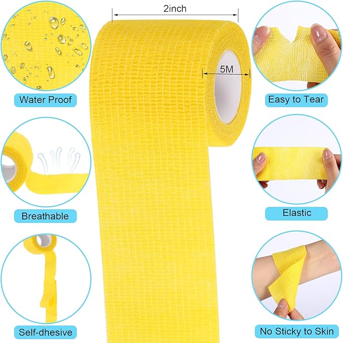 Treela 36 Pcs Self Adherent Bandage 2" X 5 Yard Wrap Breathable Cohesive Bandage Elastic Adhesive Tape for Stretch Athletic Sports Wrist Ankle(Colorful)