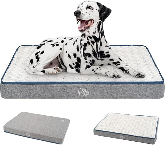 EMPSIGN Reversible Cool and Warm Dog Bed for Crate Pad, Pet Beds with Washable and Removable Cover, Dogs Crate Beds Sleeping Mats, Beds for Dog Crate for Large Medium Small Dogs, Grey