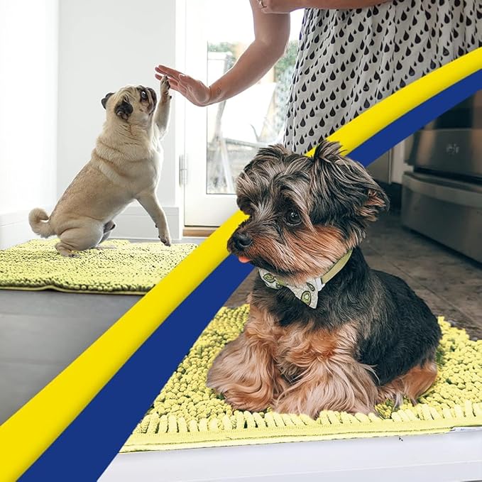 Muddy Mat® Original Dog Door Mat for Muddy Paws, Super Absorbent Microfiber, Non-Slip Washable Pet Rug, Quick Dry Chenille Entryway Carpet, Machine Washable Indoor Outdoor mat, Yellow 18"x28"