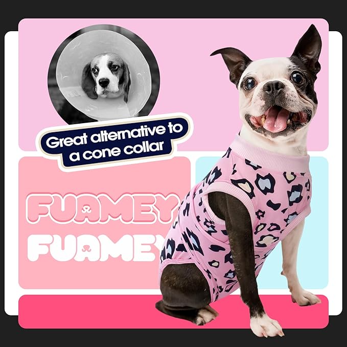 FUAMEY Recovery Suit for Dogs After Surgery,Soft Breathable Dog Bodysuit E-Collar & Cone Alternative Surgical Suit,Male Female Dog Neuter Spay Suits Anti Licking Wounds Onesie Pink Leopard XL
