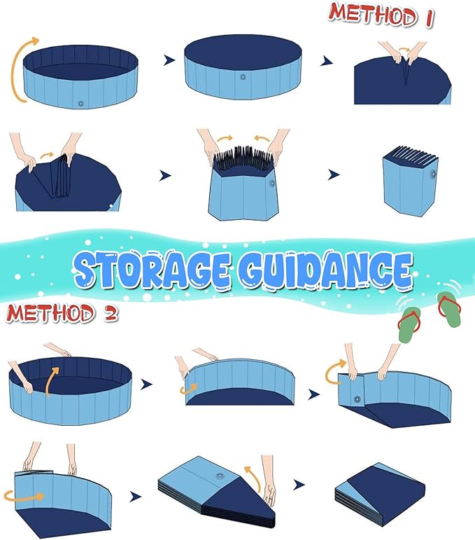 Large Foldable Dog Pool 87"x16", Hyperzoo Oversize Foldable Dog Swimming Pool, Hard Plastic PVC Leakproof Doggie Wading Collapsible Pet Bathing Tub for Puppy Small Medium Large Dogs and Kids, Blue