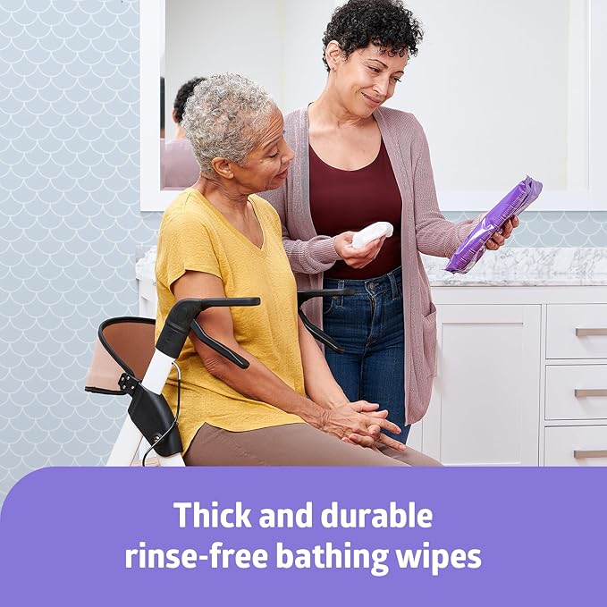 Medline Readybath Body Wipes, Shower and Bath for Adults, No Rinse Disposable Washcloths, Extra Thick, Hypoallergenic, Alcohol-Free, Aloe-Infused, Unscented, 240 Count (30 Packs), 8x8 Inch