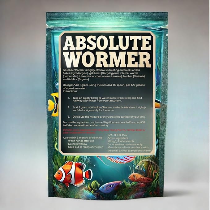 Wormer Plus - Anti-Parasitic Fish Medication - Flubendazole for Fish with parasites and Flukes (10 Grams)