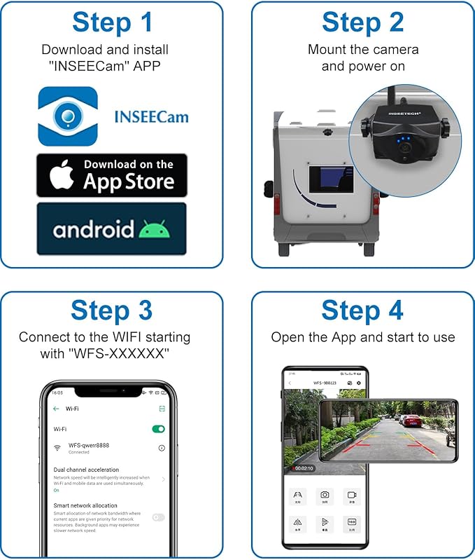 1080P Magnetic Wireless Backup Camera, 90 Days Standby Rechargeable Battery, Waterproof Rear/Front View Camera for Hitching Boat Trailer Horse Pickup RV Car for iPhone iPad Android