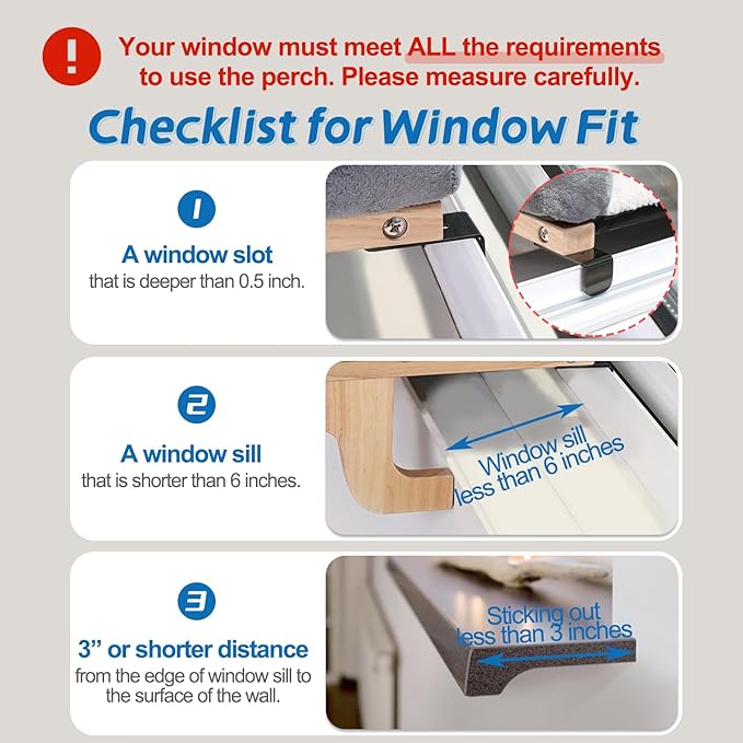 Easy Seat Cat Perch for Window Sill - Hammock Design w/Pine Wood & Robust Metal Frame - Cat Window Seat for Large Cats and Kittens (Natural Color Wood w/Gray Bed, Large (26''W x 14''D))