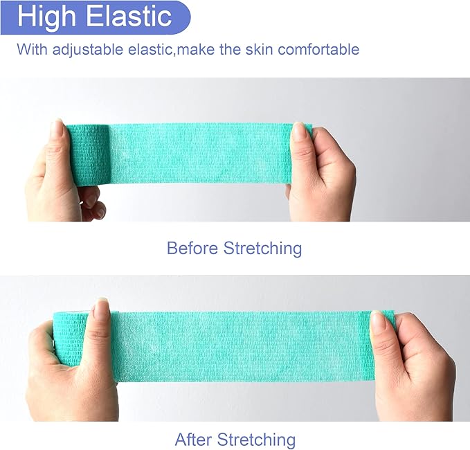 9 Pack 2" x 5 Yards Self Adhesive Bandage Wrap Self Stick Wrap for Ankle, Wrist, Finger, Sports, Breathable Cohesive Vet Tape for Pets (Middle Green)