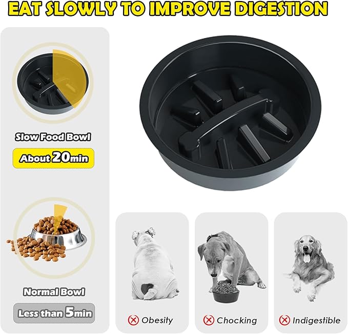 Elevated Dog Bowls, Height Adjustable Raised Dog Bowl Stand (4.5'' to 12''), Organizer Bowl Holder for Large Medium Dogs