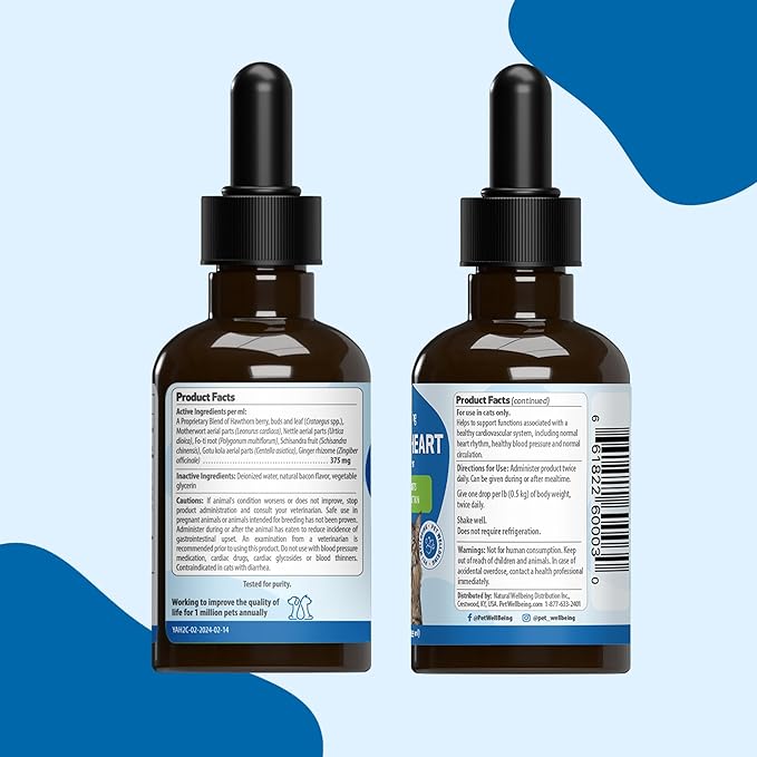 Pet Wellbeing Young at Heart for Cats - Heart Health, Circulatory & Cardiovascular System, Hawthorn, Motherwort, Schisandra - Veterinarian-Formulated Herbal Supplement 2 fl oz (59 ml)