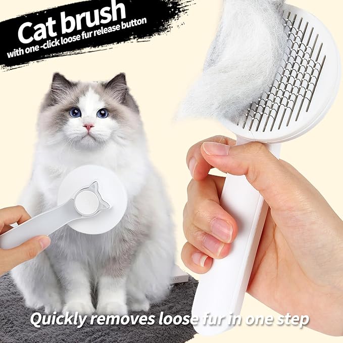 2PCS Pet Grooming Kit，Cat Brushes、Cat Nail Clipper，Cat Grooming Brush for Sedding and Grooming Fur（Grey）