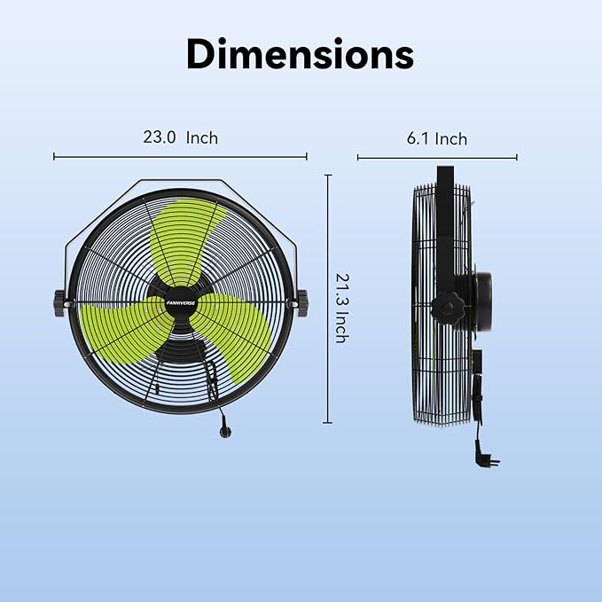 18 Inch Wall Fan Pro Series - 4900 CFM 3 Speed High Velocity Industrial Wall Mount Fans for Commercial, Residential, Warehouse, Covered Patio, Shop, Garage, Barn, Gazebo UL Safety Listed