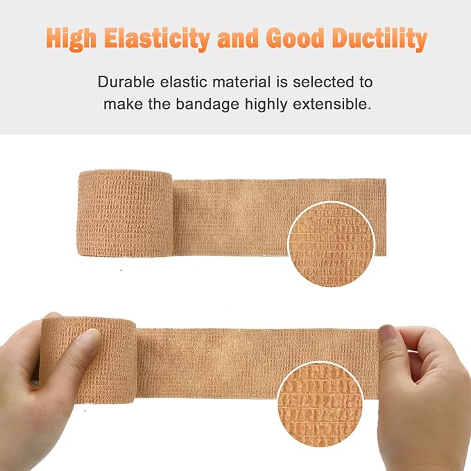 OK TAPE Self Adherent Cohesive Bandages Wrap - 12Packs, 2" x 5 Yards, Non-Woven Self Adhesive Bandage Wrap for Thumb, Finger, Wrist, Ankle, Vet Wrap Bandages Tape (Mixed Colors)