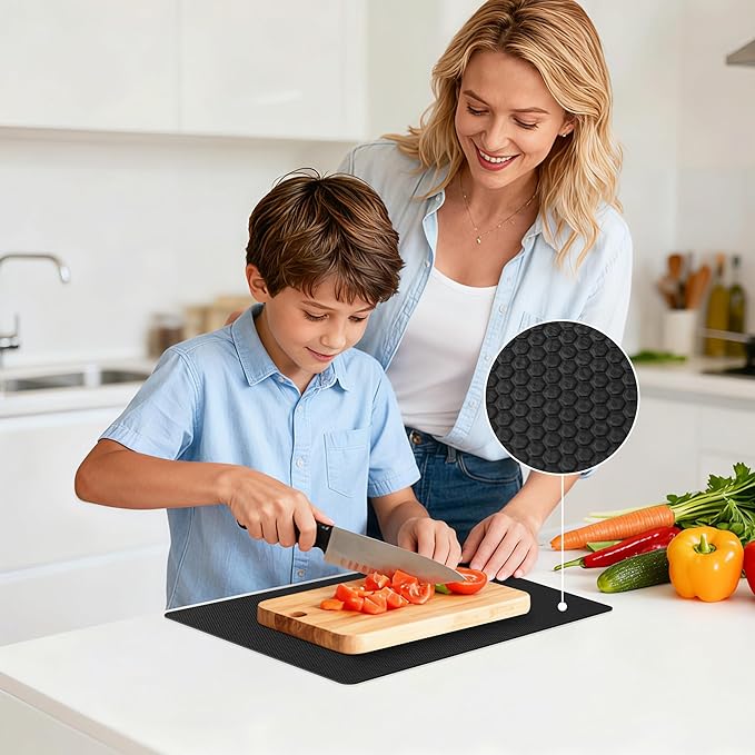 Upgraded 10” x 15” Grips Non-Adhesive Anti-Slip Mat, Black Multi-Purpose Dual-Sided Non-Slip Pad for Desks & Surfaces, Desk Mat, Drawer Liner, Laptop Pad