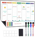 POPRUN Dry Erase Board Magnetic Weekly Calendar Whiteboard for Fridge, 16.5"x11"Schedule Board for Kids, Weekly Planner Whiteboard with Hourly Time Slots Perfect as Planner Board for School and Family