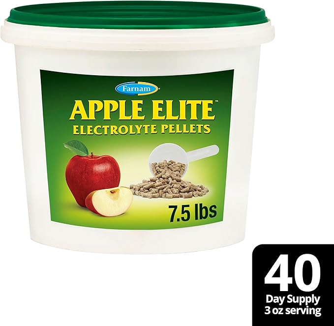 Farnam Apple Elite Electrolyte Supplement for Horses, Replaces Vital Minerals, Encourages Hydration, No Added Sugar, 7.5 lb, 40 Day Supply