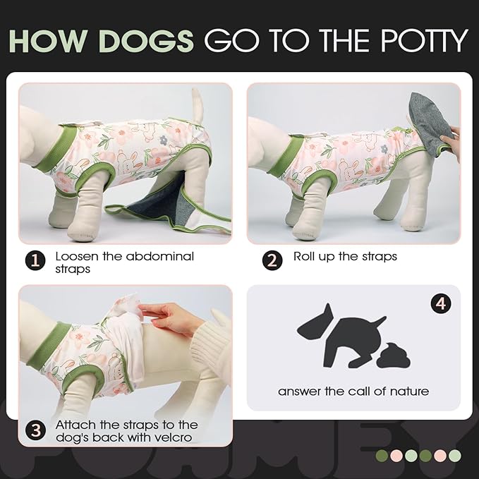 FUAMEY Dog Recovery Suit Male,Dogs Surgery Neuter Suits Puppy Spay Shirts for Female Protect Dog's Skin Anti Licking Abdominal Wounds Doggie Onesie Pet Bodysuit Alternative to Cone Rabbit Flower L