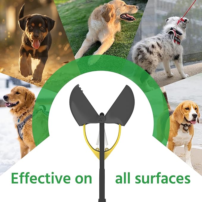28" Heavy Duty Dog Pooper Scooper for Large Dogs, Extra Long Handle Foldable Poop Pick Up Tool with Durable Spring, Great for Yard, Lawns, Grass, Dirt, Gravel