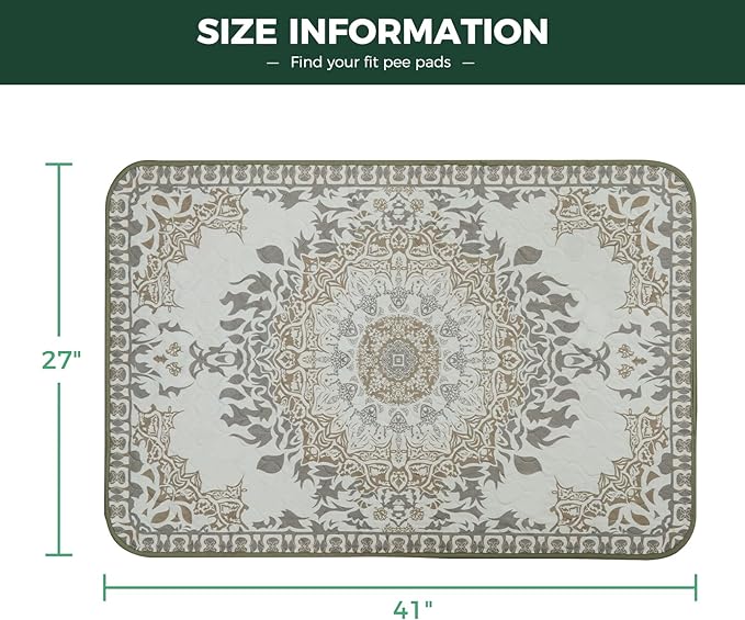 FXW Washable Pee Pads for Dogs, Puppy Pads with Super Absorbent, Specifically Designed for 42inch Cages, 41" × 27" Rectangle, Boho, 2 Packs