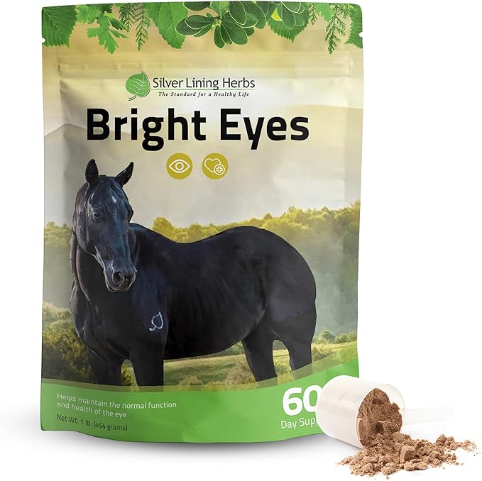 Silver Lining Herbs Bright Eyes Vitamins - Horses Eye Supplements to Support Capillary Health, Great Vision, & Overall Eye Health - Plant-Based Herbal Horse Supplements - 1 lb 60-Day Supply