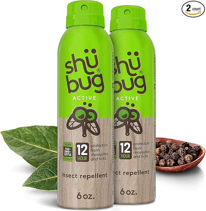 [2 Count] - Mosquito Repellent Spray - Plant Based Active Insect Protection, DEET-Free, Long-Lasting 10-12 Hour Protection - 6oz